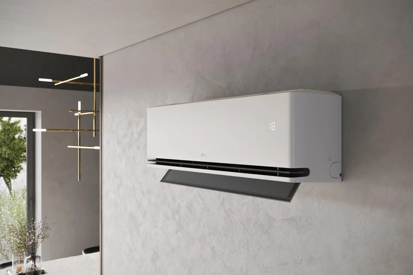 Een LG Dual Cool aan de muur